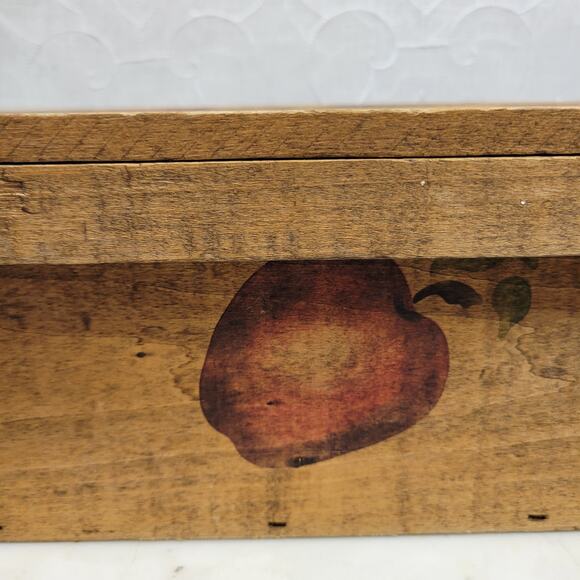 VTG Wood Apple Box 16" Hand Painted Rope Handle Signed 1997 County Fair 4H - Picture 11 of 16